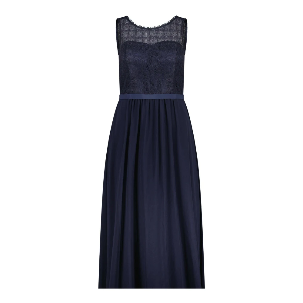 Vera Mont Donna Blu Abito Midi Sottoveste Fluido In Raso