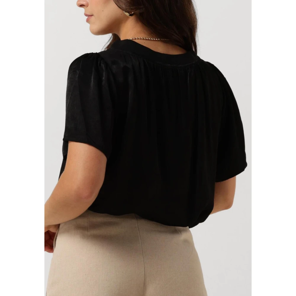 Minus Tijdloze V-hals Blouse Black Dames