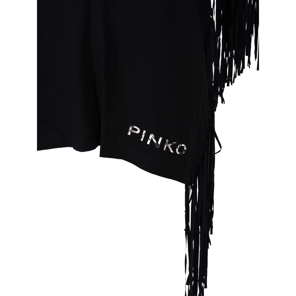 pinko Blouse met open rug en franjes Black Dames