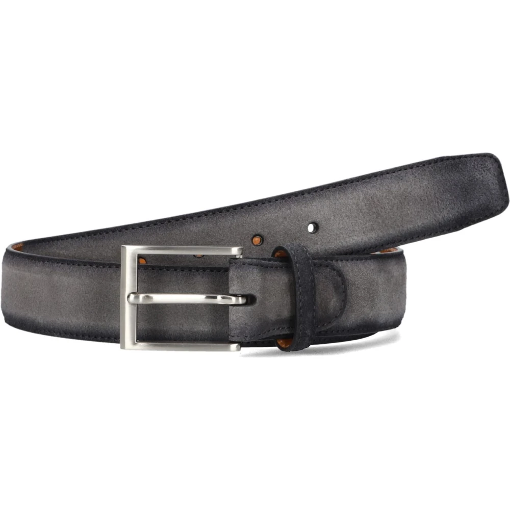 Magnanni Grijze leren riem met metalen gesp Black Heren