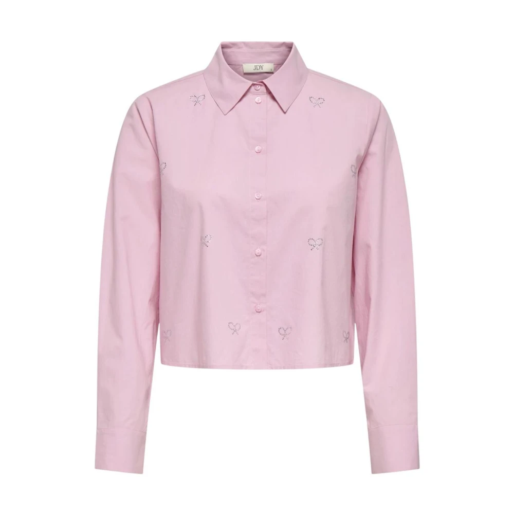 Jacqueline De Yong Women's Pink Classic Long Sleeve Round Neck Shirt