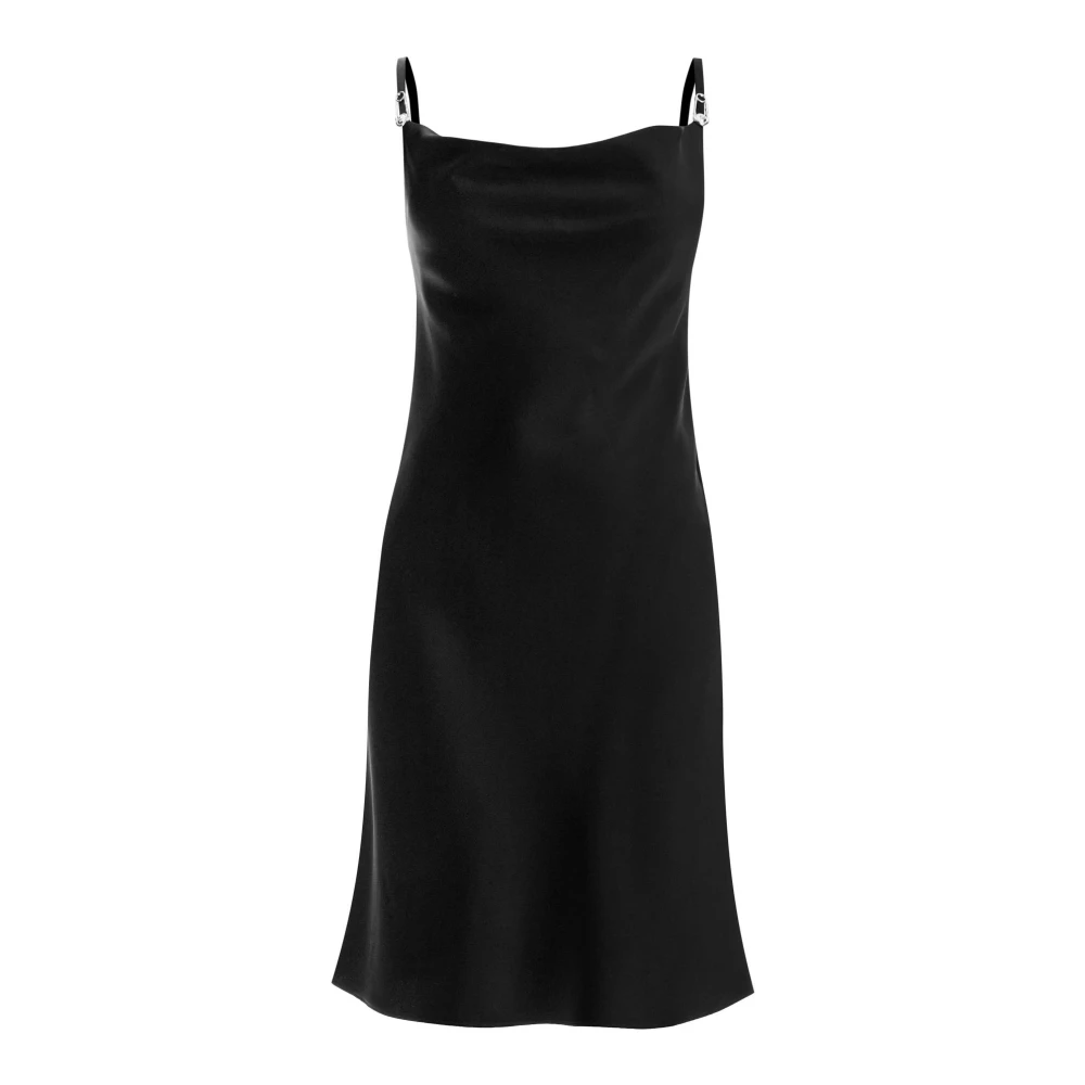 Versace Satijnen mini-jurk met veiligheidsspeldetail Black Dames