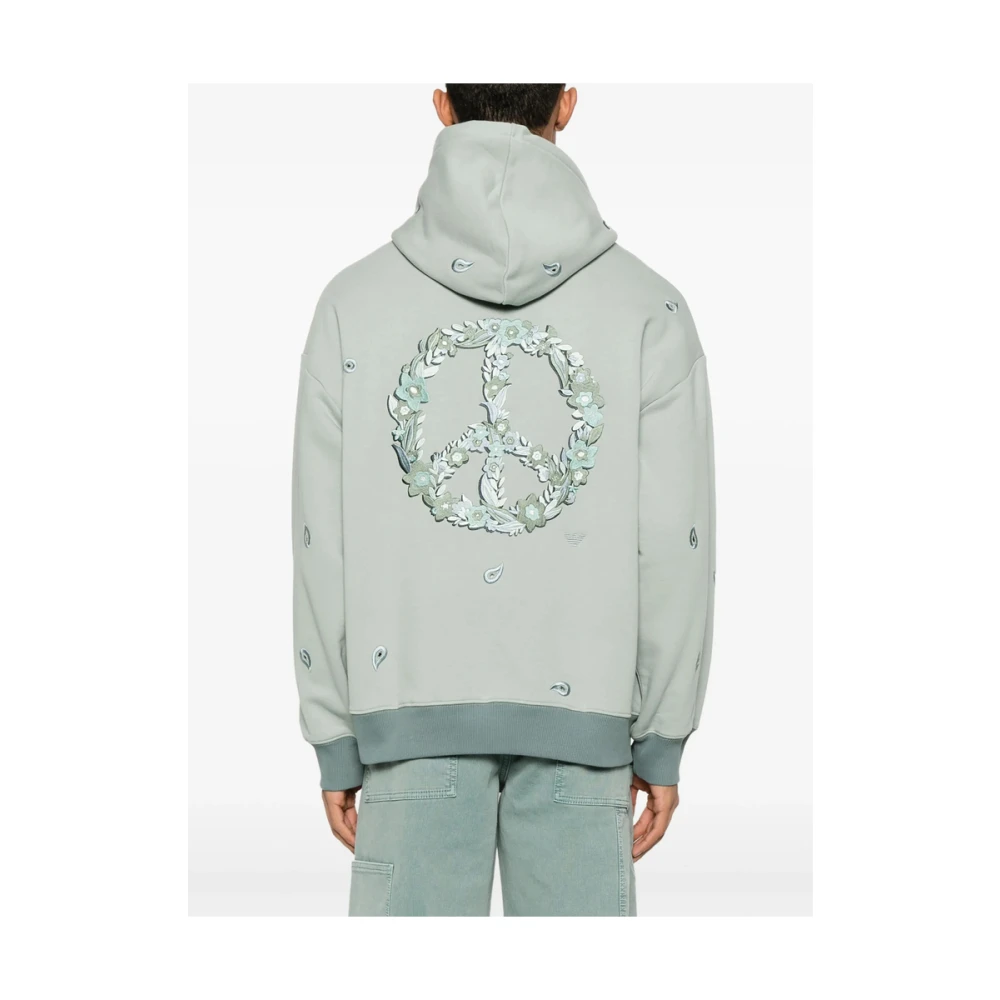 Emporio Armani Lichtgrijze Hoodie met Borduursel Gray Heren