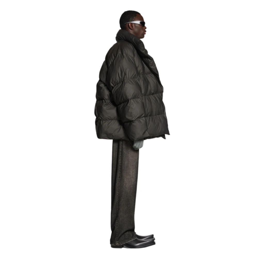 Balenciaga Zwarte Pufferjas met Wrap Sluiting Black Dames