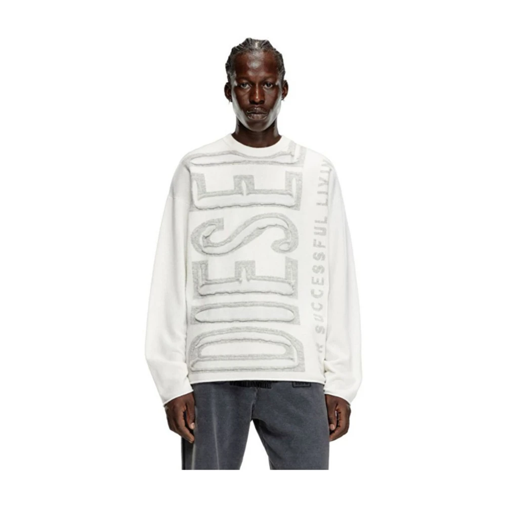 Diesel Wollen trui met Super Logo peel-off White Heren