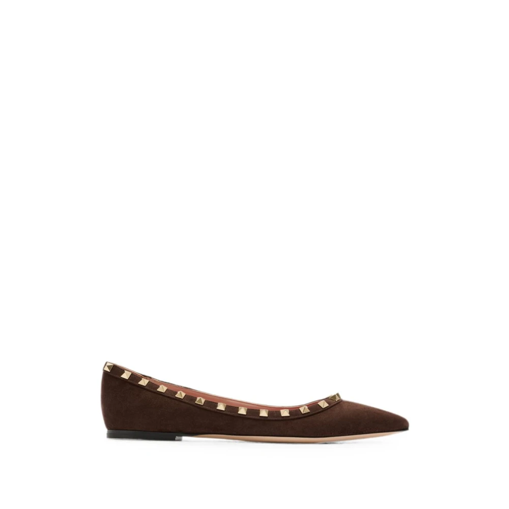 Valentino Garavani , Ballerina Shoes, Female, Brown, 5 Uk, Rockstud Ballet Flat