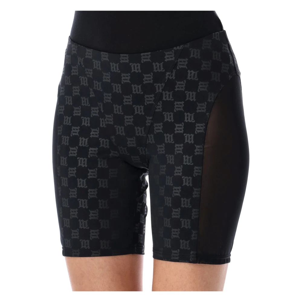 Misbhv Monogram Biker Shorts met Mesh Panelen Black Dames