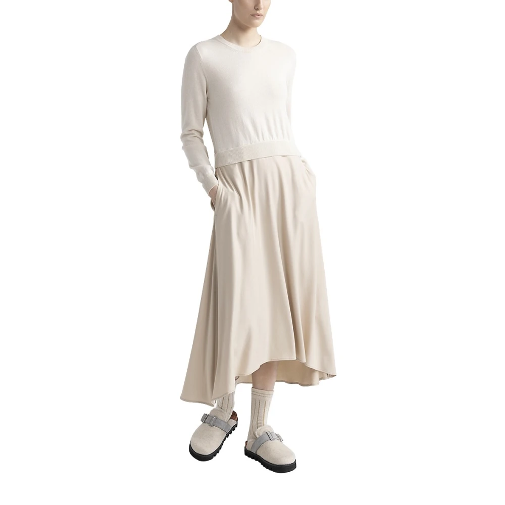 PESERICO Wol zijde en kasjmier jurk Beige Dames