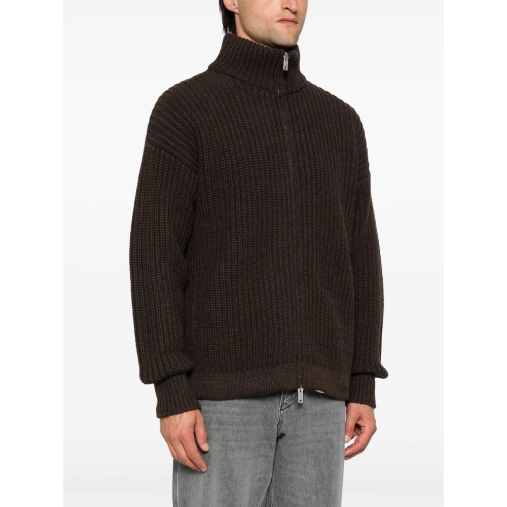 Emporio Armani Koffiebruine Visserstrui Cardigan Brown Heren
