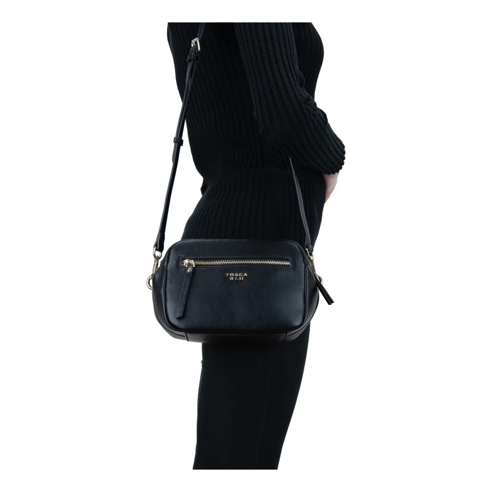 Tosca Blu Gewatteerde schoudertas voor dames met rits Black Dames