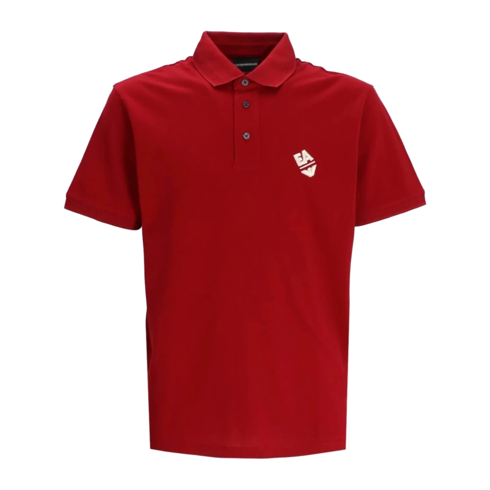 Emporio Armani Rode Polo Shirt met Logo en Adelaar Borduursel Red Heren