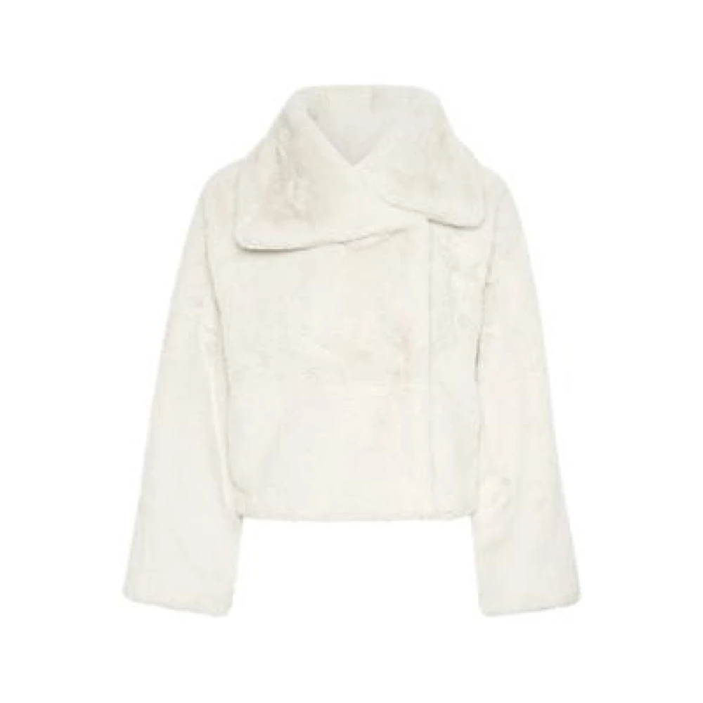 Inwear Women's Beige Faux Fur & Shearling Jackets, 2XL, Short Coat Jacket