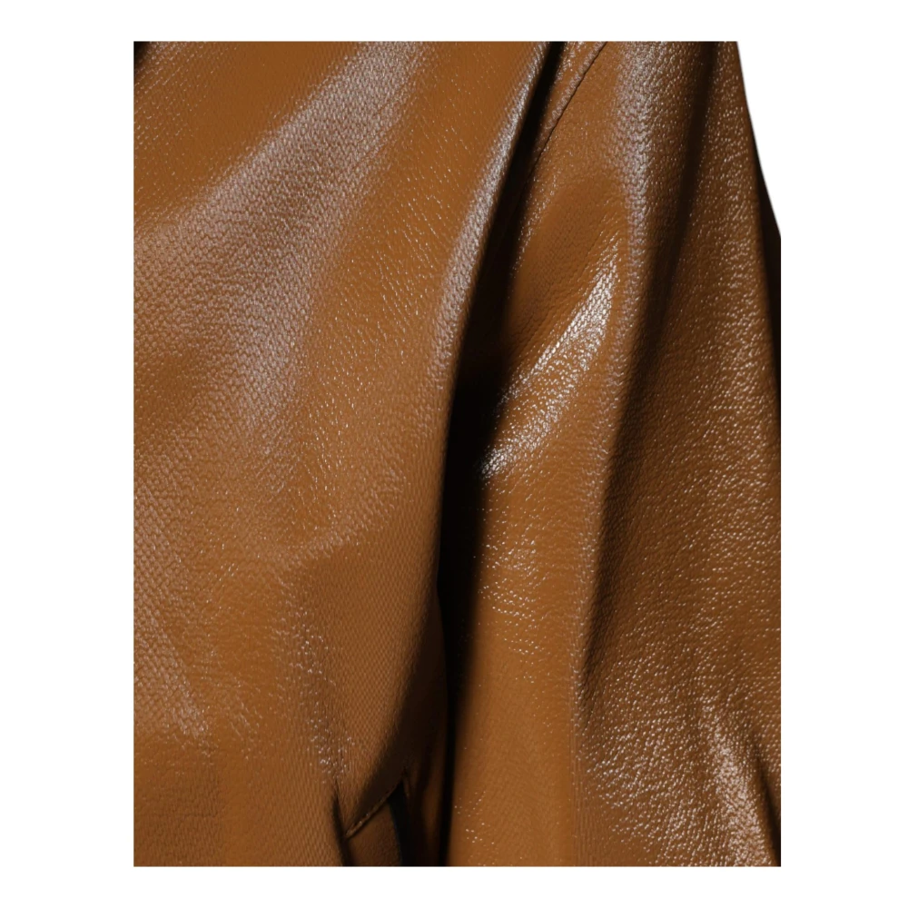 Dolce & Gabbana Bruin Leren Bomberjack met Logo Brown Heren