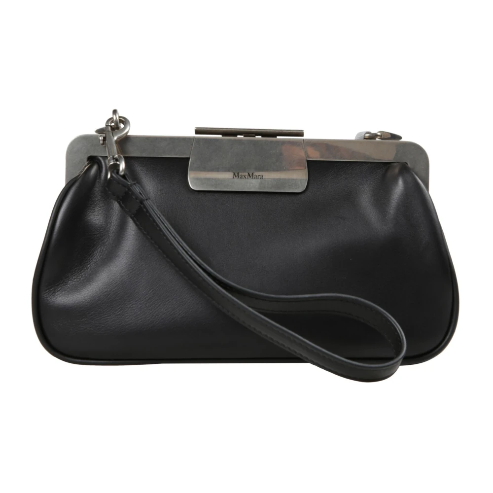 Max Mara Vintage Zwarte Kliksluiting Schoudertas Black Dames