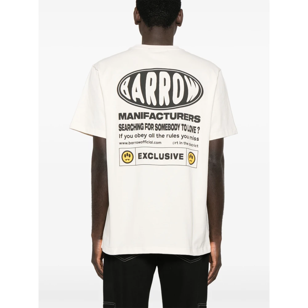 Barrow Wit T-shirt met Logo Print White Heren