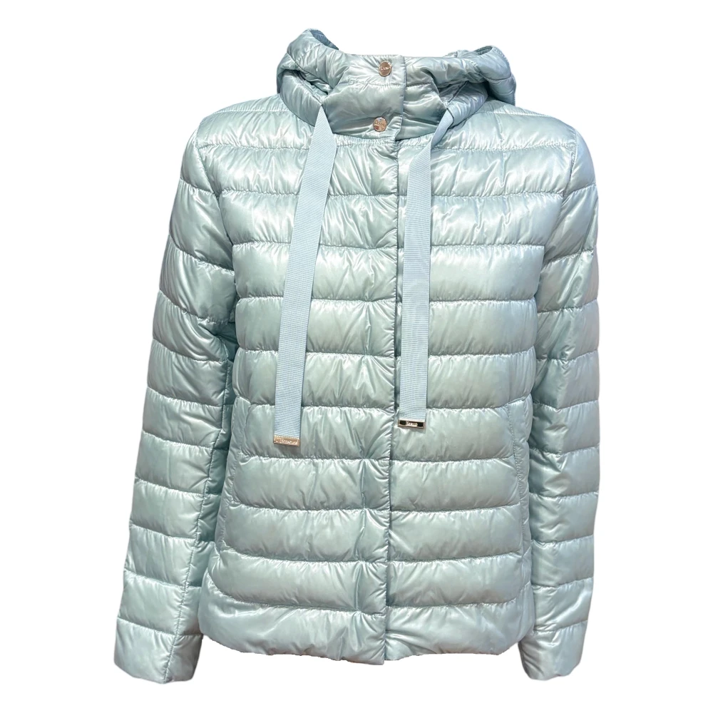 Herno Geweven Jas met Capuchon Blue Dames