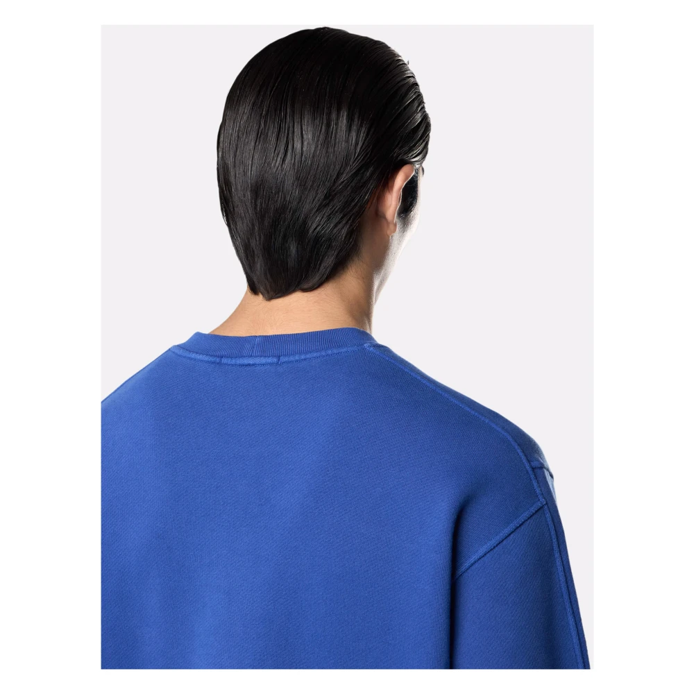 Stone Island Blauwe Crewneck Sweatshirt met Stikdetails Blue Heren