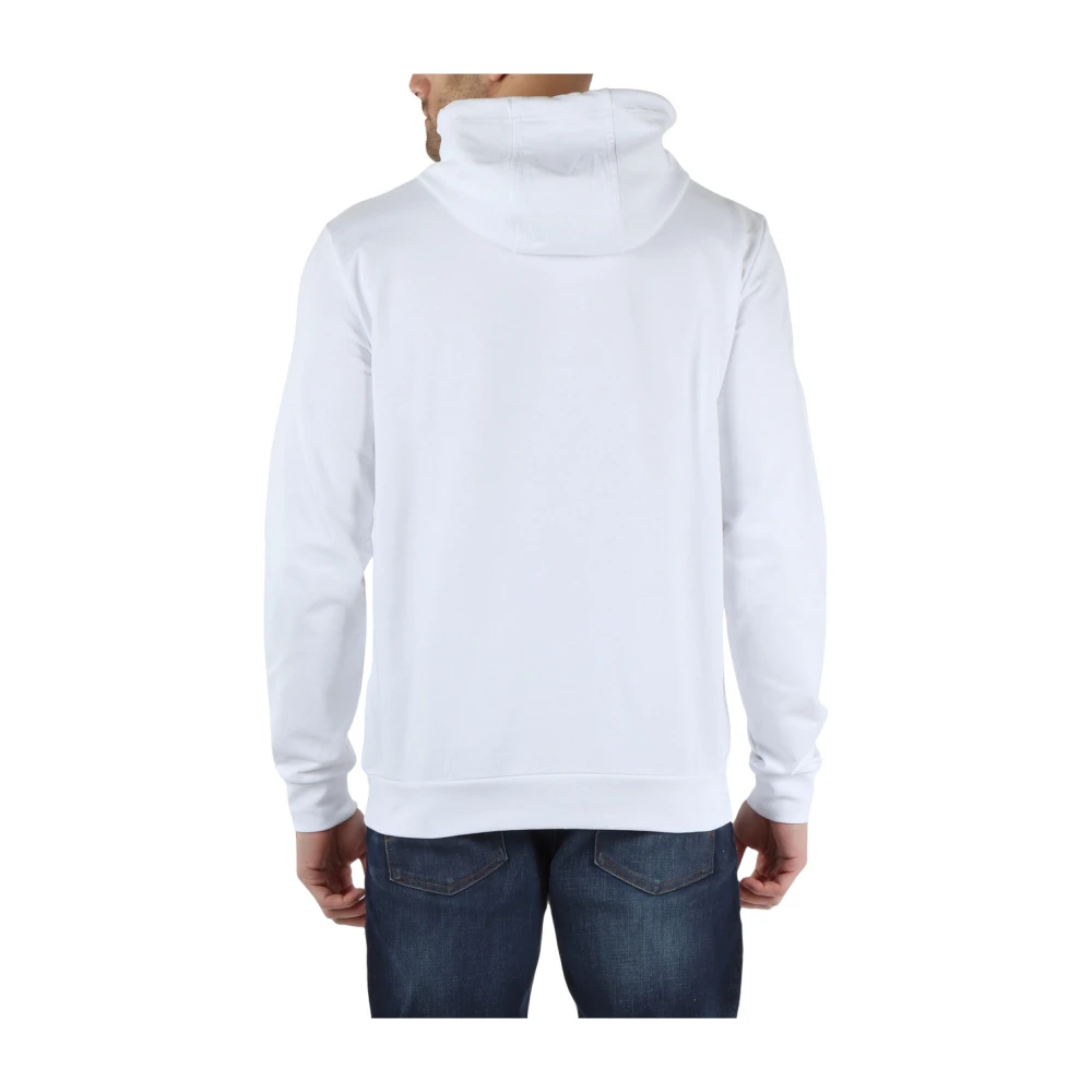 Emporio Armani EA7 Katoenen hoodie met logo print White Heren