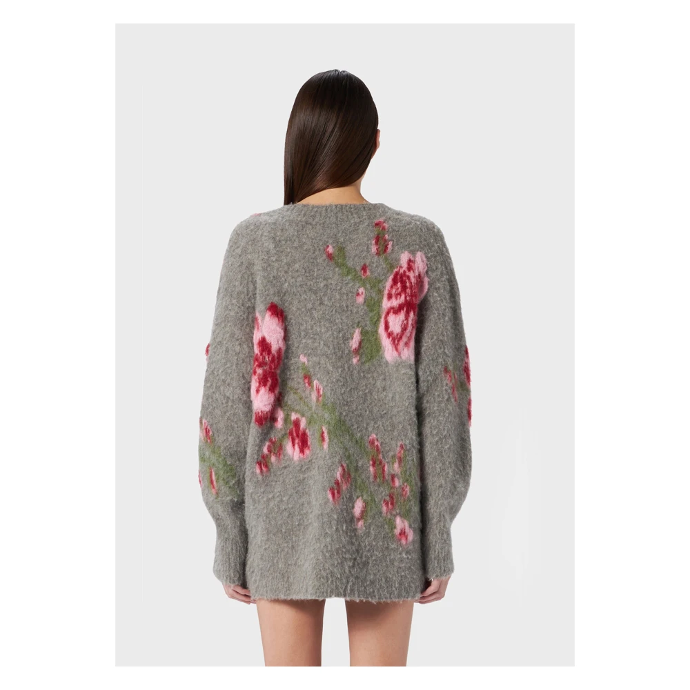 Blumarine Frost Grey Dahalia Maxi Sweater Cardigan Gray Dames