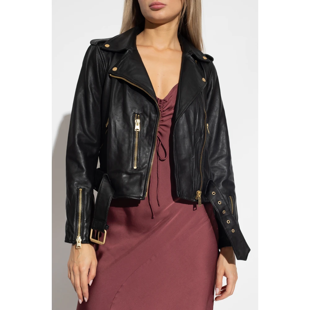 AllSaints Balfern leren jas Black Dames