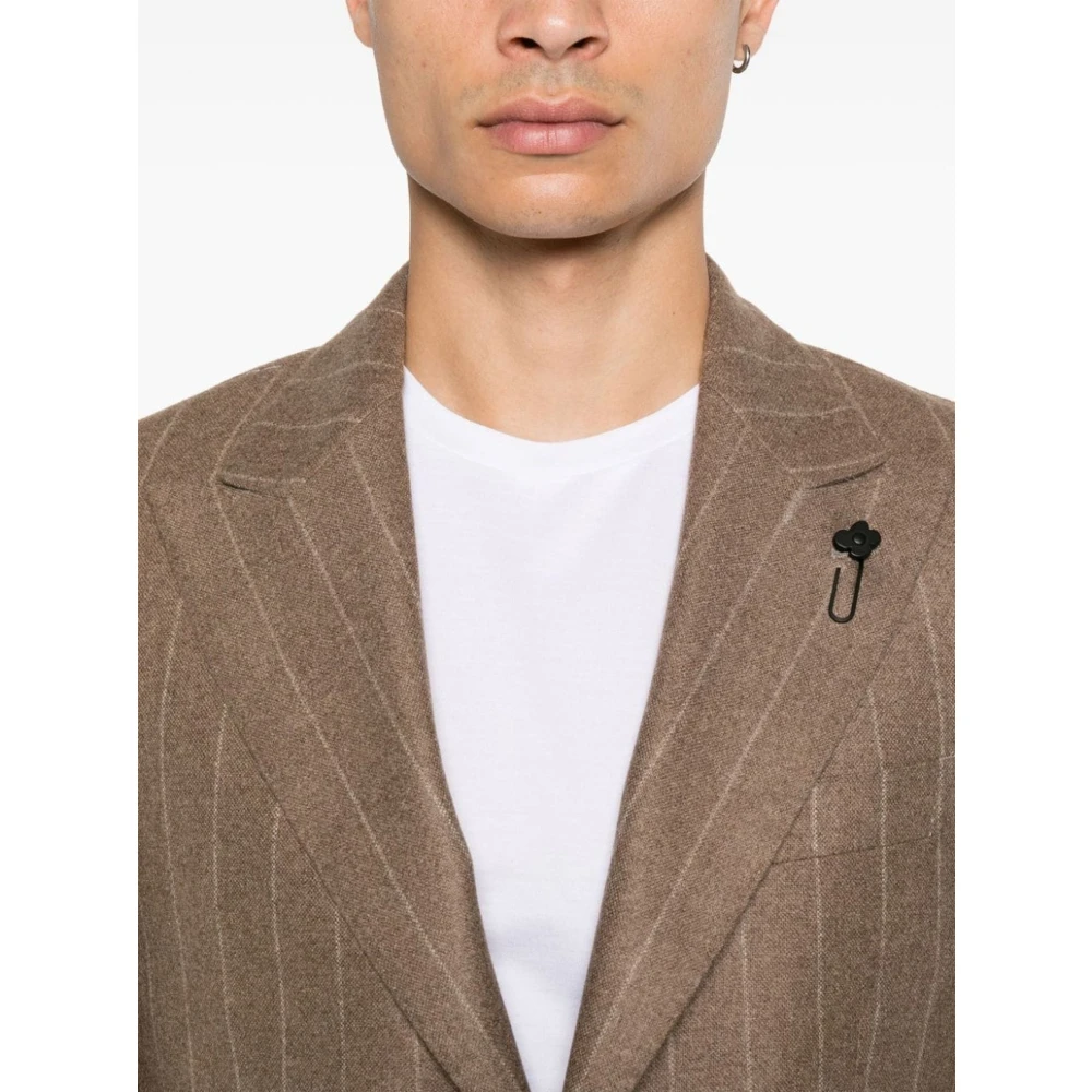 Lardini Gestreepte Cashmere Blazer Bruin Brown Heren