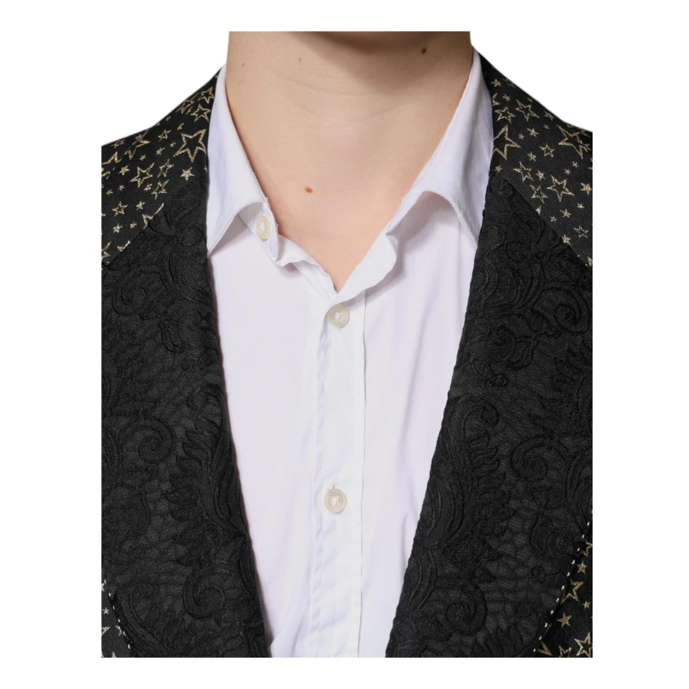 Dolce & Gabbana Zwarte Sterren Jacquard Slim Fit Pak Black Heren
