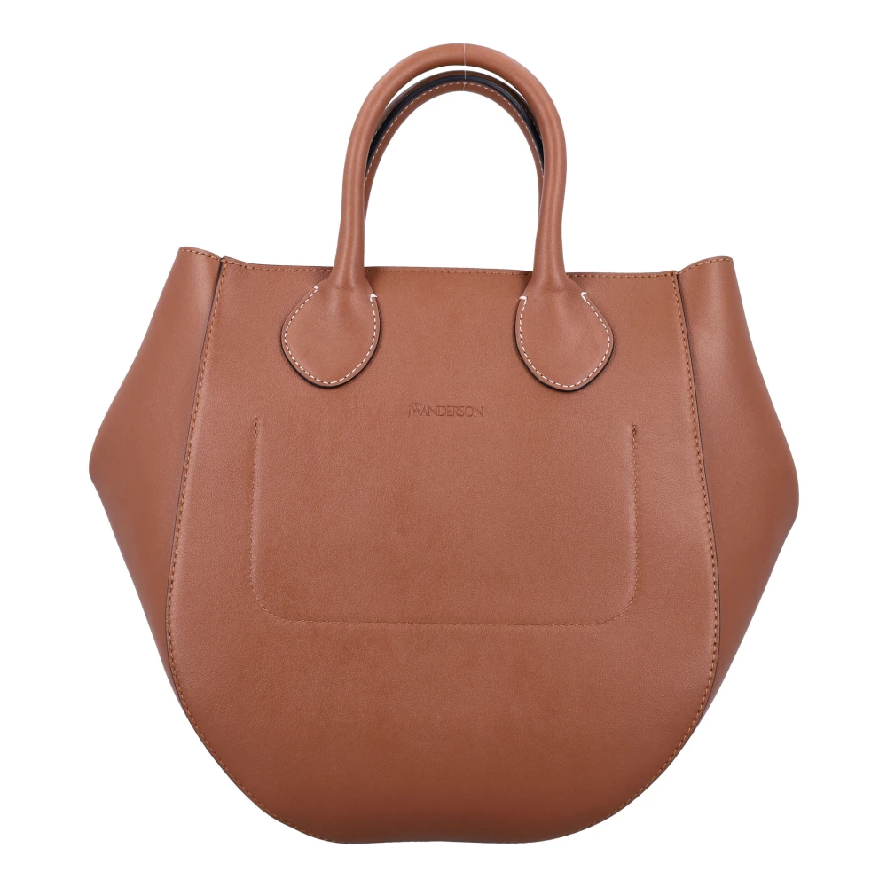 JW Anderson Leren Punch Small Tote Handtas Brown Dames