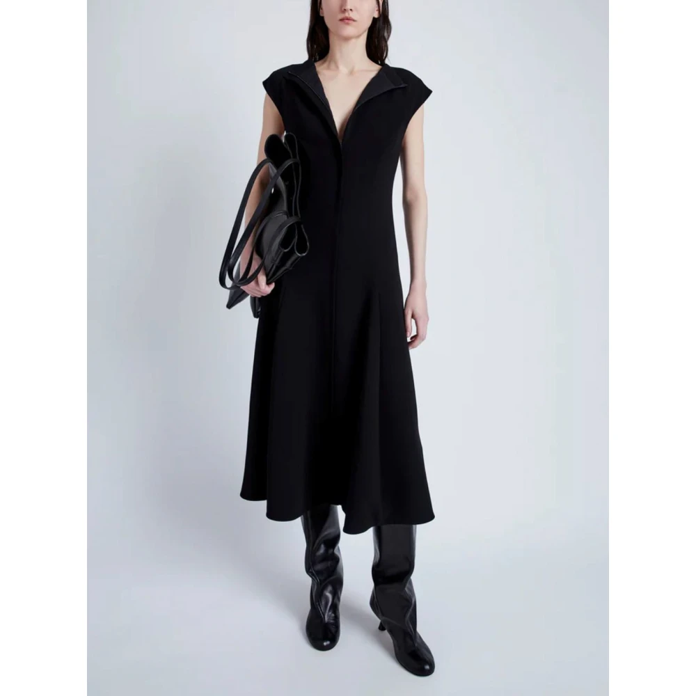 Proenza Schouler Matte Viscose Crepe Jurk Black Dames