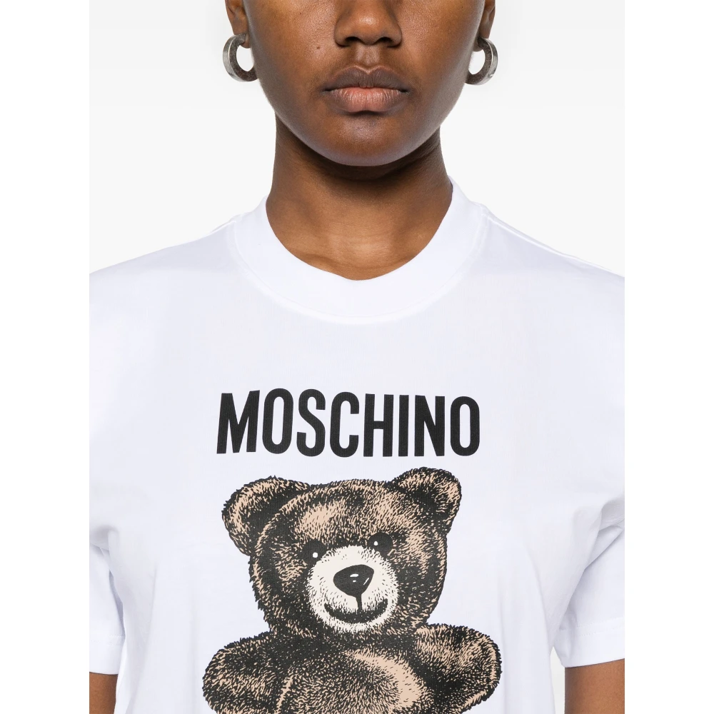 Moschino Teddy Bear Logo Print T-shirt Wit White Dames