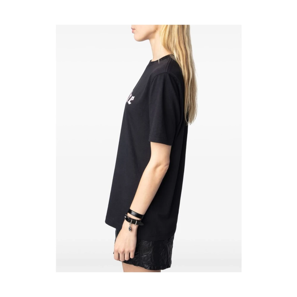 Zadig & Voltaire Zwart Crew Neck Korte Mouwen T-shirt Black Dames