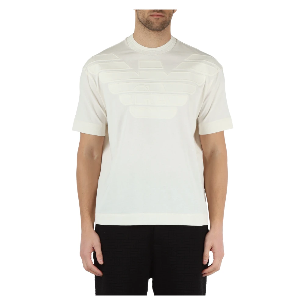 Emporio Armani T-shirt van zwaar katoen met bedrukt logo White Heren