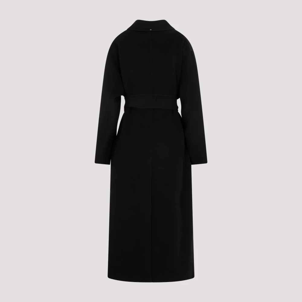 SPORTMAX Veleno Zwarte Maagdenwollen Jas Black Dames