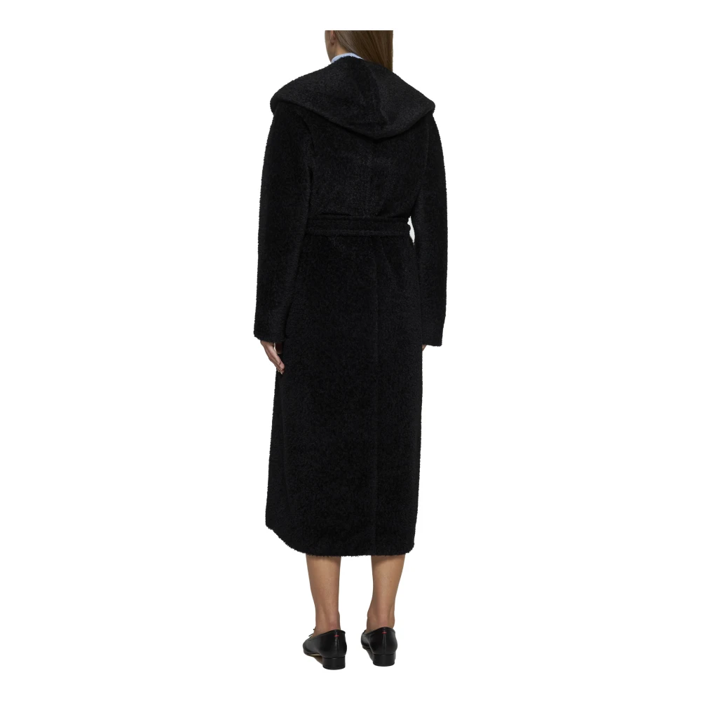 Max Mara Studio Zwarte Teddy Alpaca Wollen Jas Black Dames