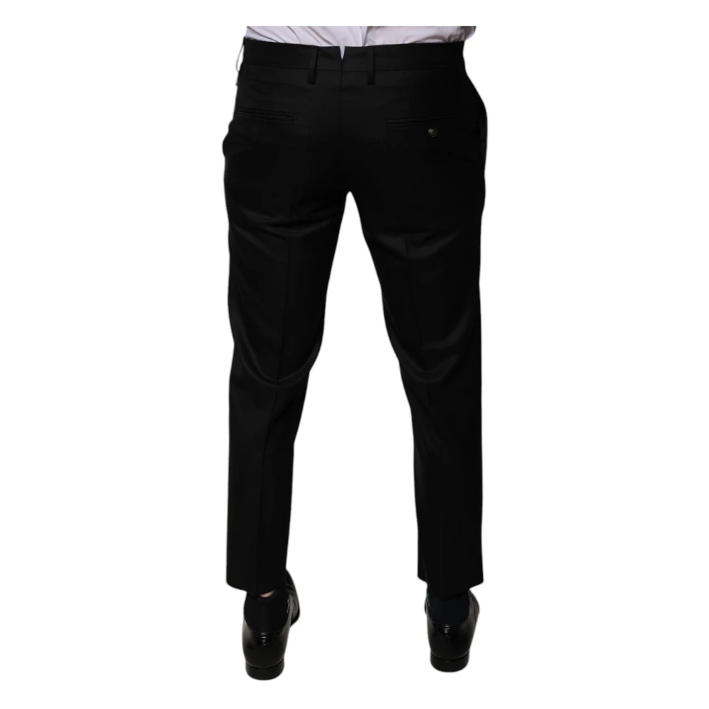Dolce & Gabbana Zwarte Wol Tapered Jurk Broek Black Heren