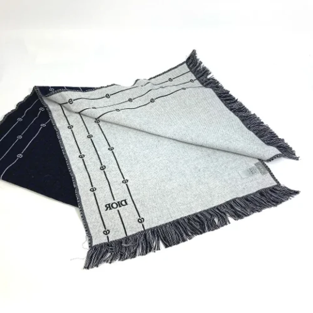 Dior Vintage Pre-owned Wool scarves Blue Dames