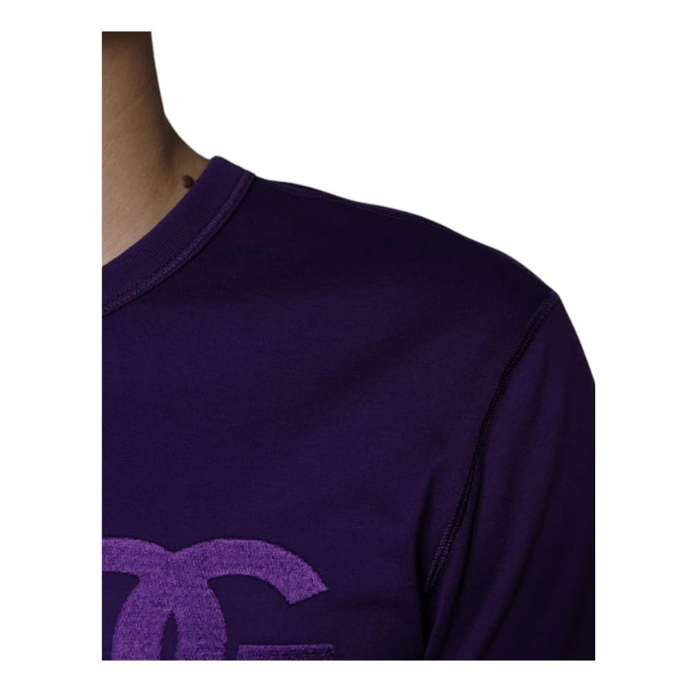 Dolce & Gabbana Paarse Katoenen Crew Neck T-shirt Purple Heren