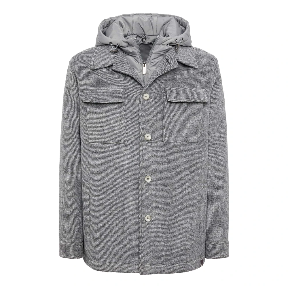 Boggi Milano Link Shirt Jacket van Wol met Bij Gray Heren