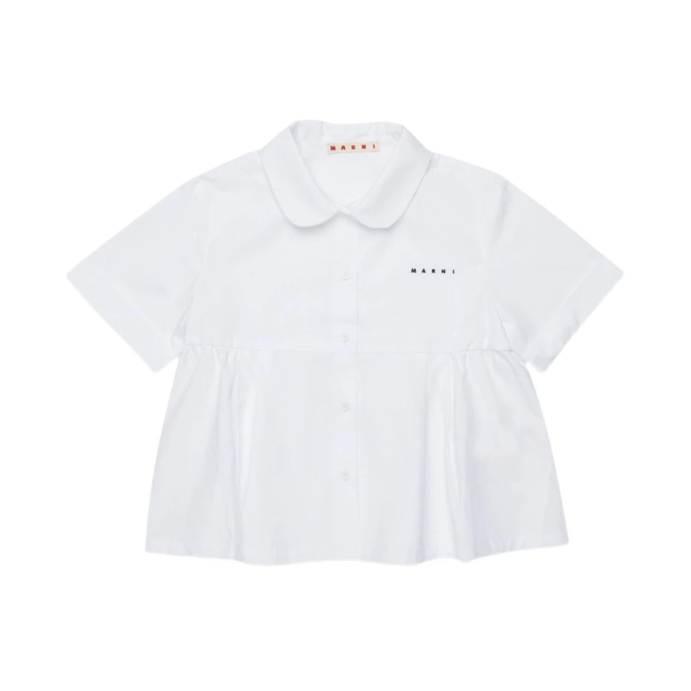 Marni Unisex Kids White Cotton Shirt With Flounce Hem - Kids Shirts - 8 Y - Kids