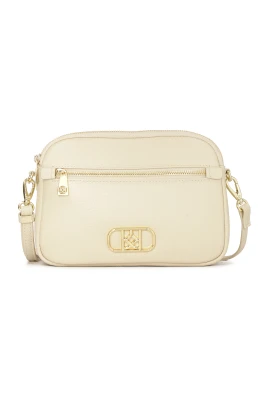 Beige handväska med ficka framtill