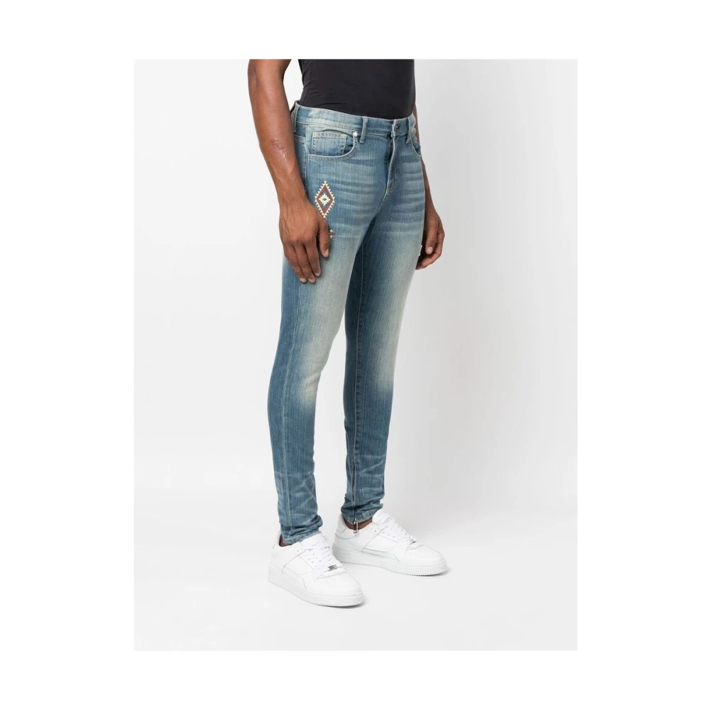 United Rivers Blauwe Geborduurde Skinny Jeans Blue Heren