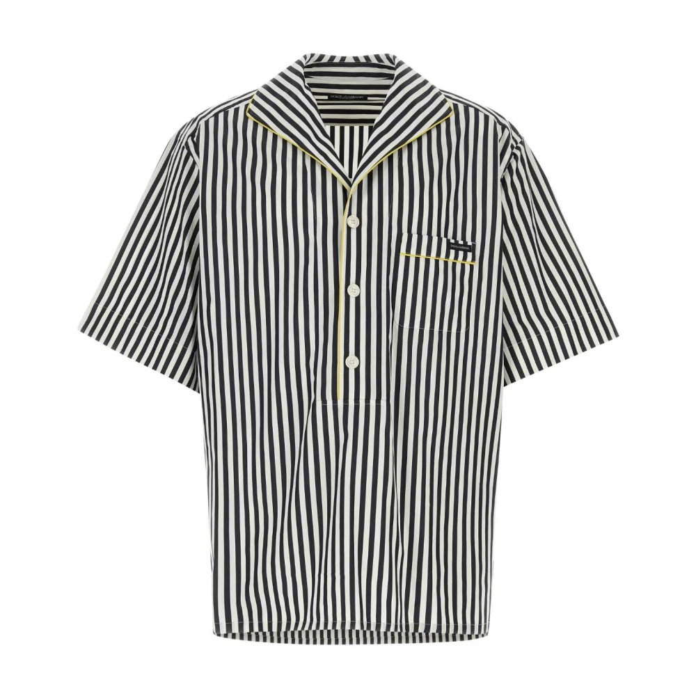 Dolce & Gabbana Mannelijk Multicolor Overhemden Heren, Veelkleurig, L, Geborduurde Poplin Overhemd