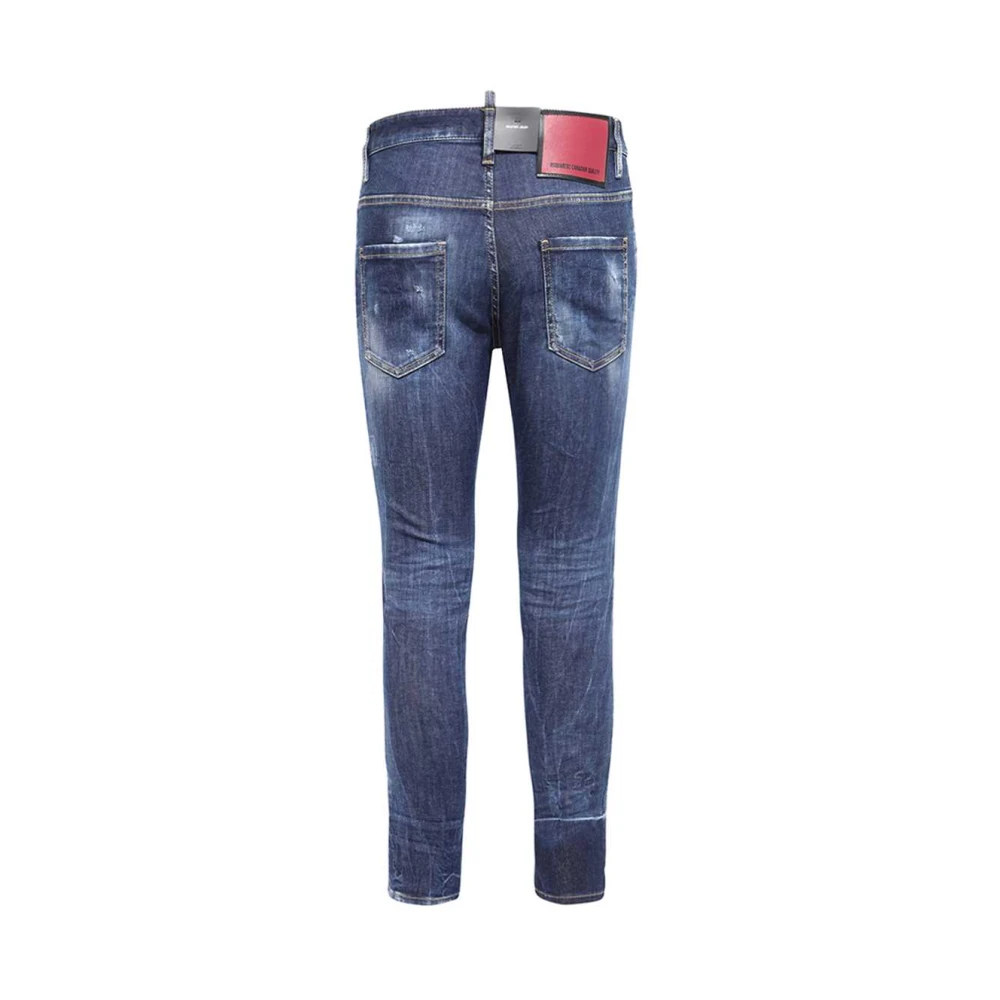 Dsquared2 Contrast Stiksel Denim Jeans Blue Heren