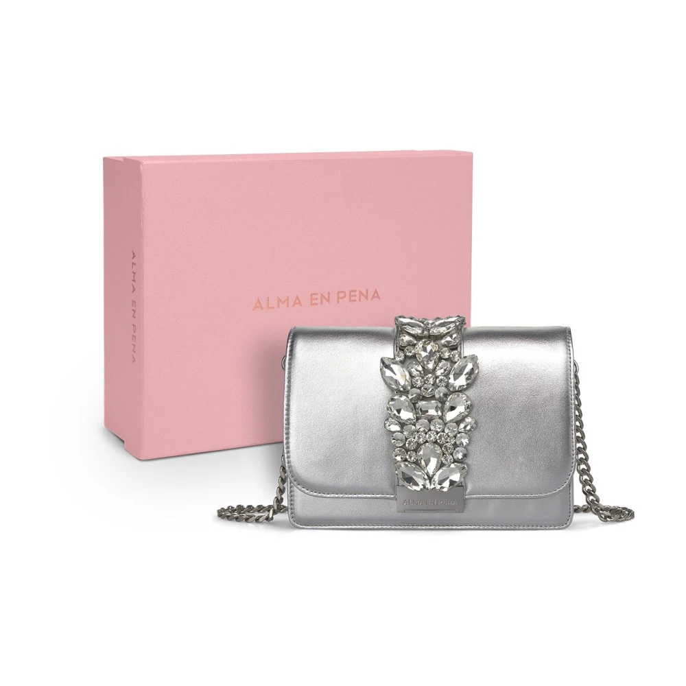 Alma en Pena Rhinestone clutch tas Gray Dames