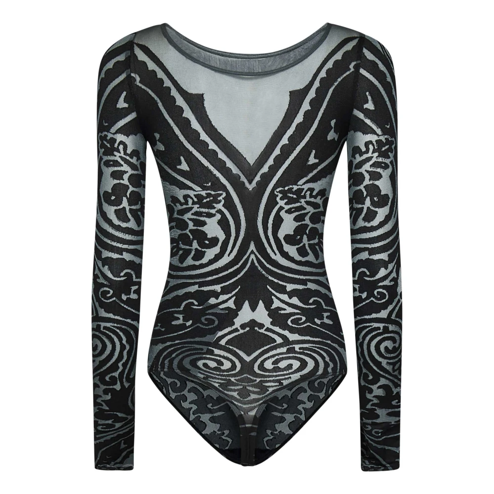 Wolford Grijze Topkleding met Paisley Tattoo Motief Gray Dames