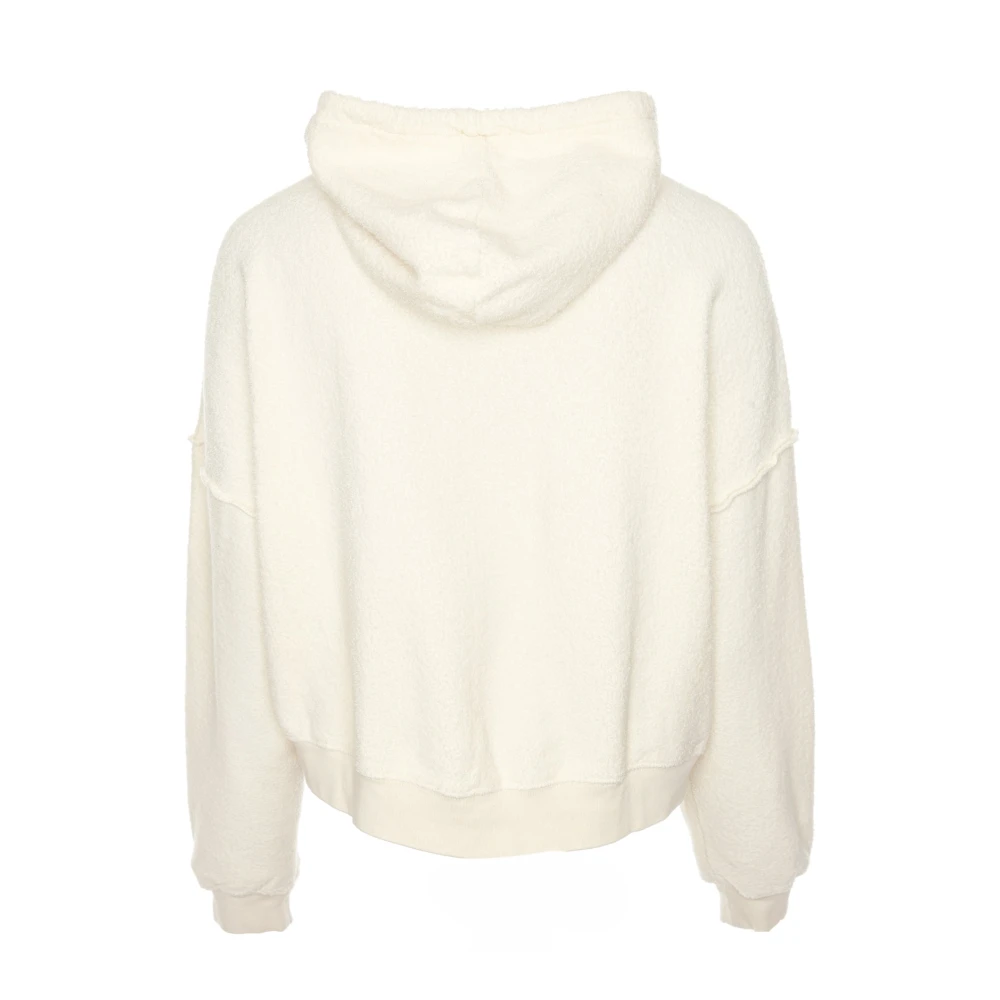 American vintage Hooded Sweat Jacket met Rits Beige Dames