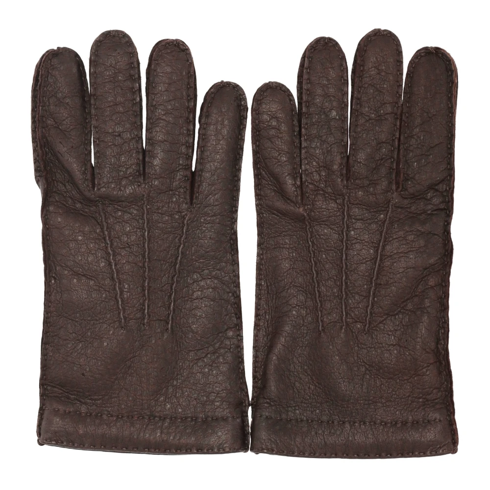 Restelli Guanti Bruine Cashmere Gevoerde Pecari Handschoenen Brown Unisex