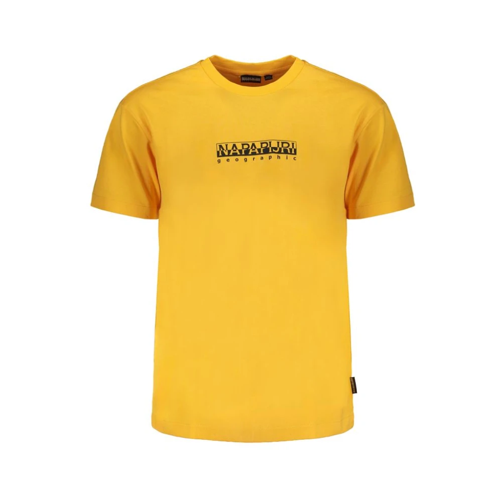 Napapijri Oranje Print Tee Losse Pasvorm Ronde Hals Yellow Heren