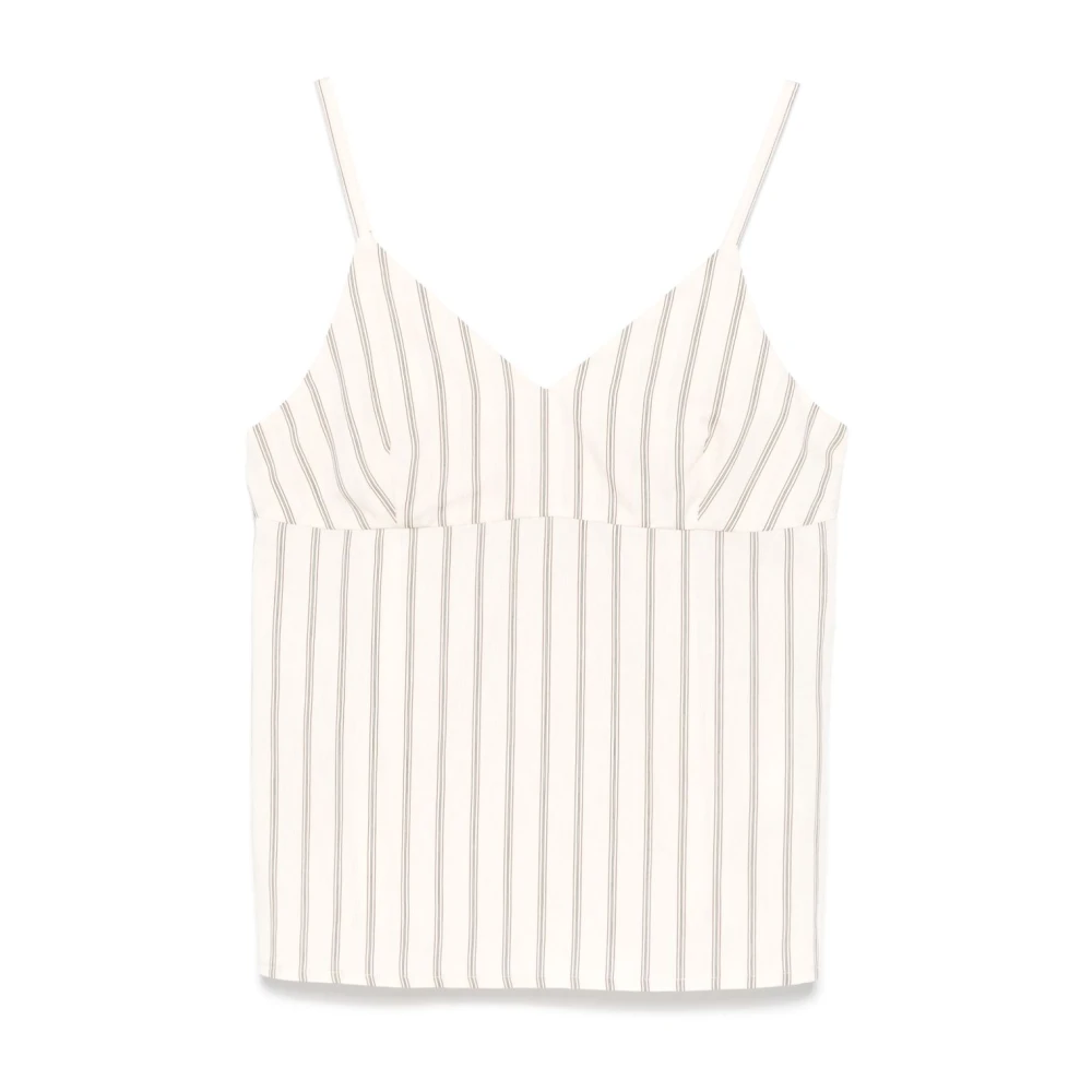 Seventy Crème V-hals Top met Korte Splitten Beige Dames
