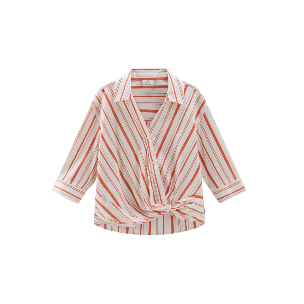 Woolrich Gestreepte blouse met moderne grafische touch Orange Dames