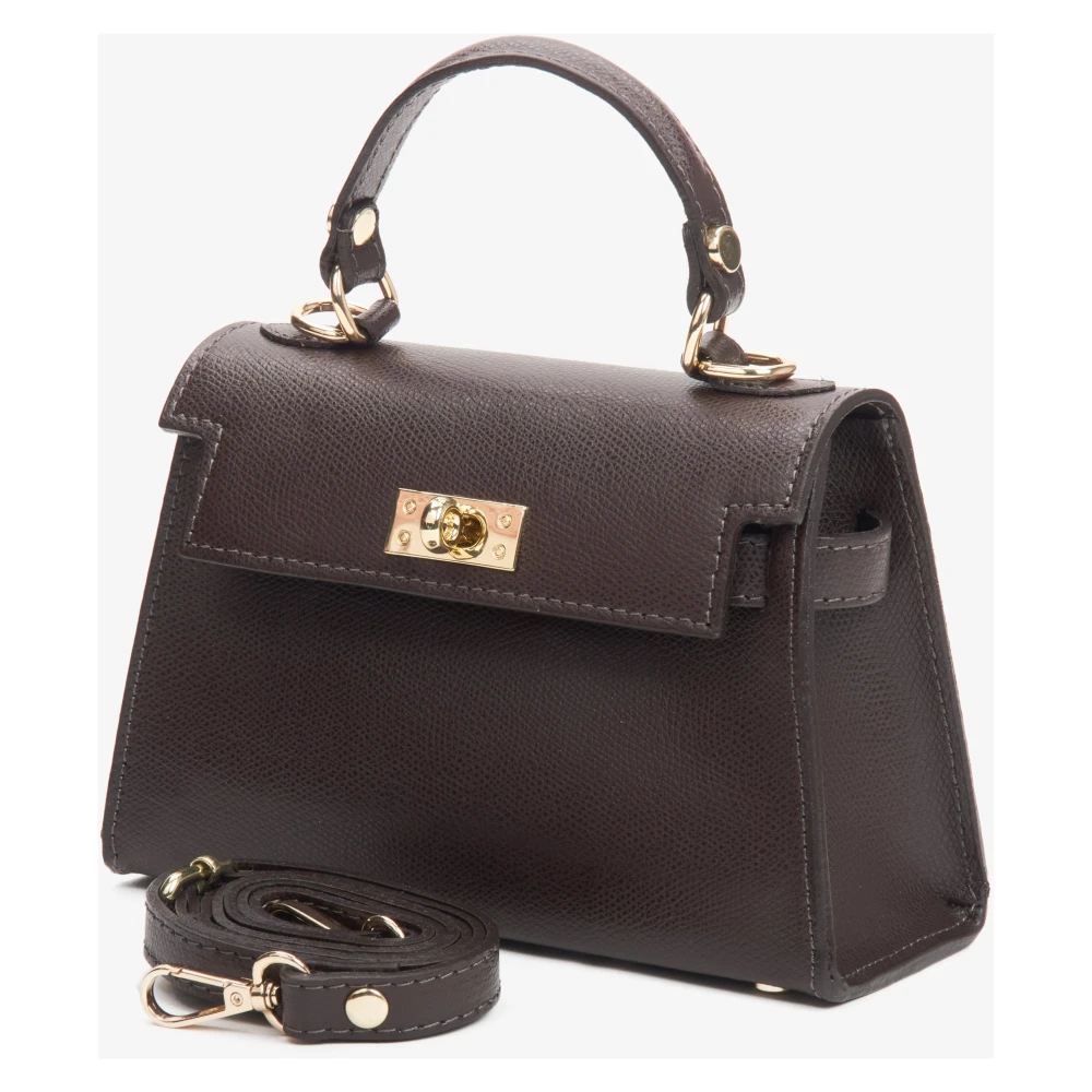 Estro Donkerbruine Satchel Handtas voor Dames gemaakt van Premium Italiaans Echt Leer Brown Dames